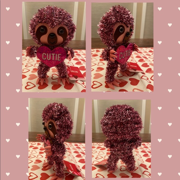 Valentine's Day Tinsel Decor Set of 5: Gnome, Sloth, Dog, Unicorn & Dinosaur - Picture 6 of 12